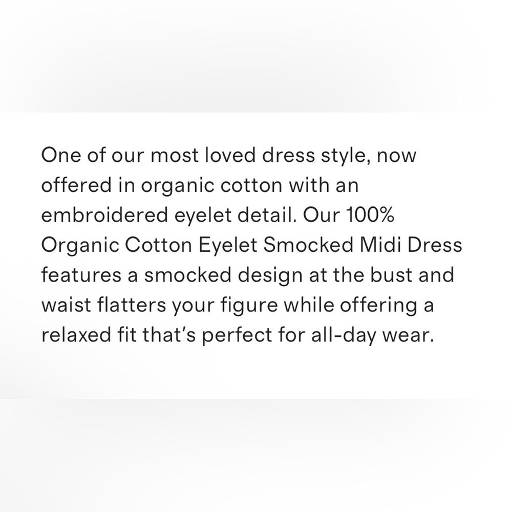 Quince Organic Cotton Eyelet Smocked Midi dress white L - Picture 8 of 8